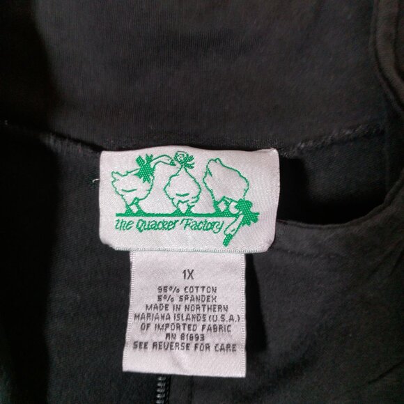 The Quacker Factory Vest Plus Size 1X Black Neon Green Stitching Daisy Bling Zip - Picture 5 of 11